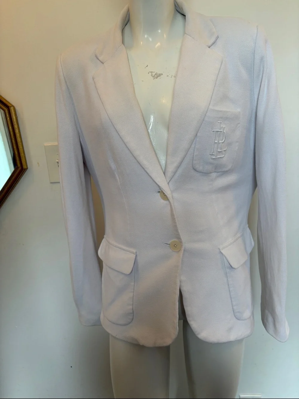 Ralph Lauren White Knit-Collar Jacket - Picture 2 of 8